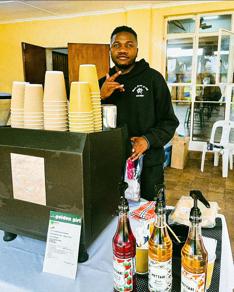 Barista at pop-up cart